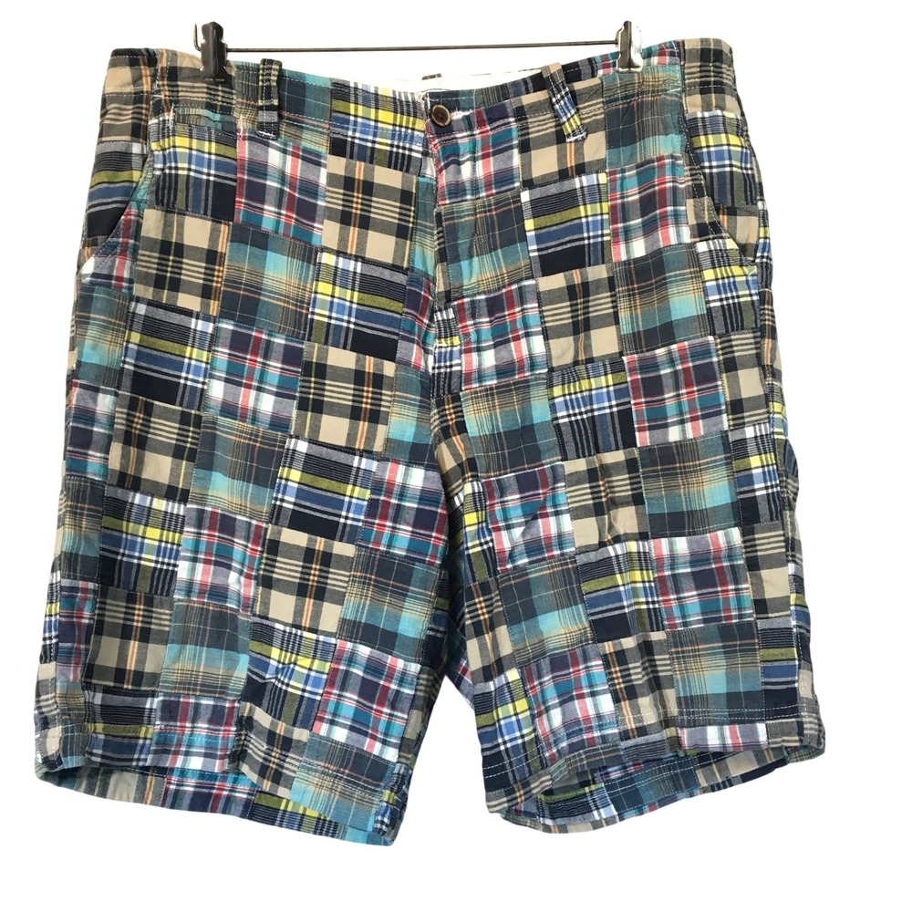 Islander Madras Patchwork‎ Plaid Cargo Shorts Men's Size 38